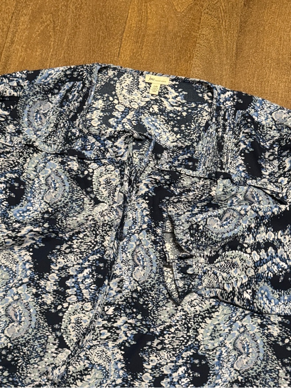Joie Limited Edition Women’s Long Sleeve Blouse Blue Paisley Size Large